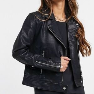 Topshop Faux Leather Biker Jacket
